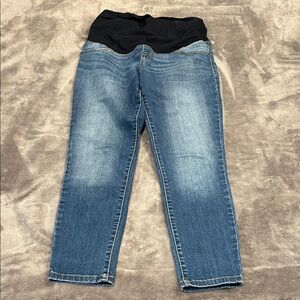 Isabel Maternity Blue Ankle Jeans with Dark Blue Waistband